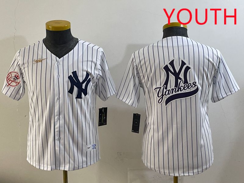 Youth 2025 New York Yankees Blank White Stripe Throwback Nike MLB Jersey style 2